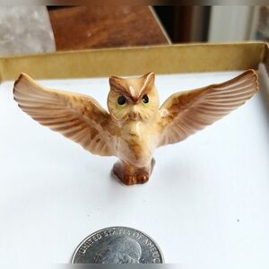 Vintage Hagen Renaker Miniature Spread Wings Owl Ceramic Figurine